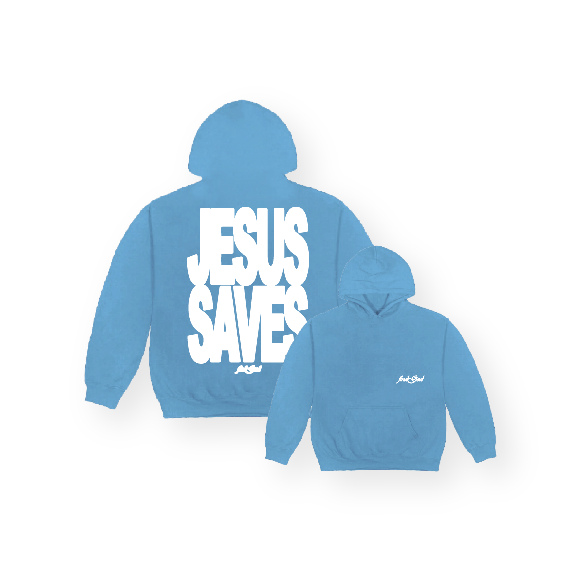 JESUS SAVES HOOD - SKY BLUE